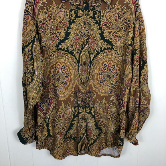 Vintage Multi Colour Paisley Print Button Down - Picture 3 of 10